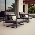 كراسى حديد 4 قطع طقم حديقة أسود 128×70 مودرن أثاث معدني