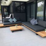 ⁦اثاث خارجى ركن حديد ستيل أسود 3 قطع تصميم عصري فاخر⁩ - الصورة ⁦2⁩