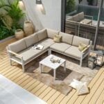 اثاث خارجى حديد أبيض بيج طقم مودرن 4 قطع - تصميم أنيق MetalHous