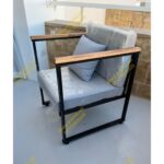 كراسى حديد مودرن - Outdoor Armchair ستيل وخشب طبيعي 60×70 تصميم فاخر