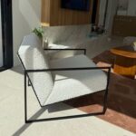 كراسى حديد مودرن ستيل 75×75 أسود وأبيض قماش باندا
